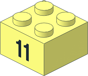 Brick  2 x  2 with Black "11" Pattern