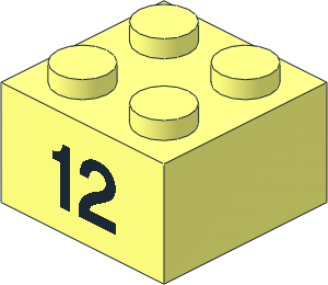 Brick  2 x  2 with Black "12" Pattern