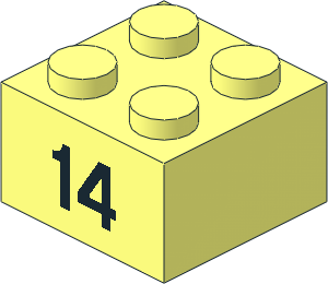 Brick  2 x  2 with Black "14" Pattern