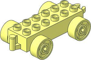 Duplo Car Base  2 x  6 with Bottom Tube with Wheels with Fake Bolts
