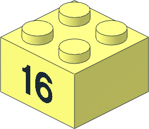 Brick  2 x  2 with Black "16" Pattern