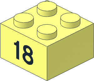 Brick  2 x  2 with Black "18" Pattern