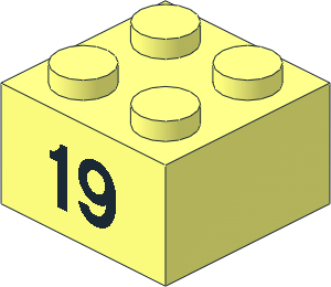 Brick  2 x  2 with Black "19" Pattern