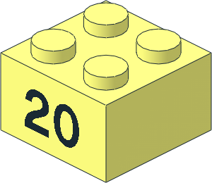 Brick  2 x  2 with Black "20" Pattern