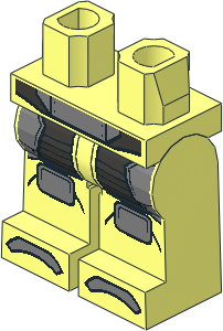 Minifig Hips and Legs with Silver and Metallic Dark Grey Armour Pattern