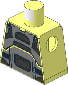 Minifig Torso with Silver and Metallic Dark Grey Armour Pattern