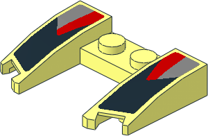Wedge  3 x  4 x  0.667 with Silver Trapezoid and Red Stripe on Black Background Sticker
