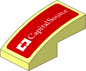 Slope Brick Curved  2 x  1 with White CapitalSource Logo on Red Background Right Sticker