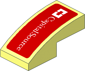 Slope Brick Curved  2 x  1 with White CapitalSource Logo on Red Background Left Sticker