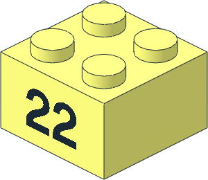 Brick  2 x  2 with Black "22" Pattern