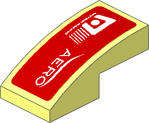 Slope Brick Curved  2 x  1 with White Logos on Red Background Right Sticker