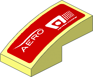 Slope Brick Curved  2 x  1 with White Logos on Red Background Left Sticker