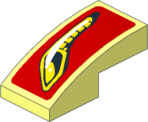 Slope Brick Curved  2 x  1 with Headlamp on Red Background Right Sticker