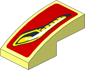 Slope Brick Curved  2 x  1 with Headlamp on Red Background Left Sticker