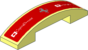 Slope Brick Curved  4 x  1 Double with Silver Ferrari Horse and White Capital Source Logos on Red Background Sticker