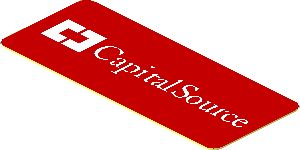 Sticker  0.8 x  1.9 with White CapitalSource Logo on Red Background Right