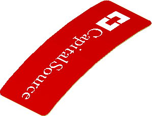 Sticker  0.8 x  1.9 with White CapitalSource Logo on Red Background Left (Formed)