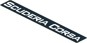 Sticker  0.8 x  5.8 with White "Scuderia Corsa" on Black Background