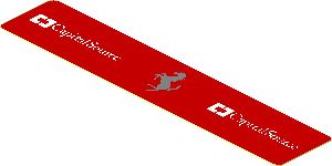 Sticker  0.8 x  4.1 with Silver Ferrari Horse and White CapitalSource Logos on Red Background