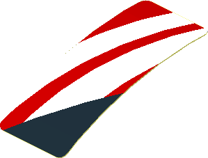 Sticker  0.8 x  1.9 with White Stripes on Red Background Right (Formed)