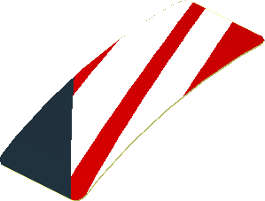 Sticker  0.8 x  1.9 with White Stripes on Red Background Left (Formed)