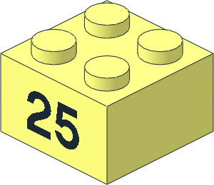 Brick  2 x  2 with Black "25" Pattern