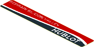 Sticker  0.6 x  3.8 with White "Ferrari Silicon Valley" and White Stripe on Black and Red Background