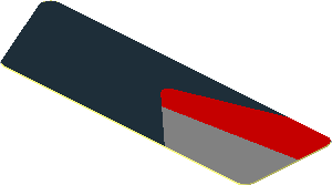 Sticker  0.8 x  2.5 with Silver Trapezoid and Red Stripe on Black Background Right