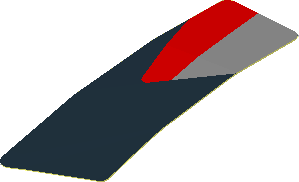 Sticker  0.8 x  2.5 with Silver Trapezoid and Red Stripe on Black Background Right (Formed)