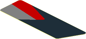 Sticker  0.8 x  2.5 with Silver Trapezoid and Red Stripe on Black Background Left