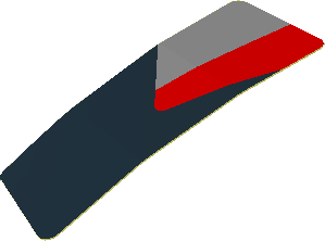 Sticker  0.8 x  2.5 with Silver Trapezoid and Red Stripe on Black Background Left (Formed)