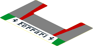 Sticker  2.4 x  3.8 with Black Ferrari Logo and Green and Red Stripes on Silver Background