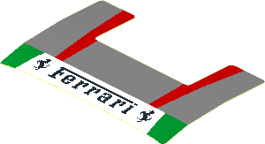 Sticker  2.4 x  3.8 with Black Ferrari Logo and Green and Red Stripes on Silver Background (Formed)