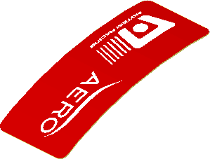 Sticker  0.8 x  1.9 with White Logos on Red Background Right (Formed)