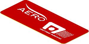 Sticker  0.8 x  1.9 with White Logos on Red Background Left