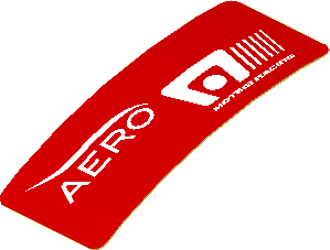 Sticker  0.8 x  1.9 with White Logos on Red Background Left (Formed)