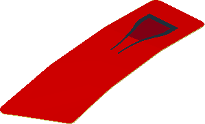 Sticker  0.8 x  2.5 with Black Air Vent on Red Background Left (Formed)