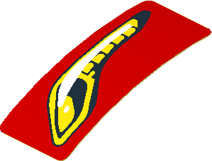 Sticker  0.8 x  1.9 with Headlamp on Red Background Right (Formed)