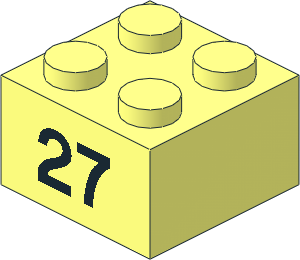 Brick  2 x  2 with Black "27" Pattern