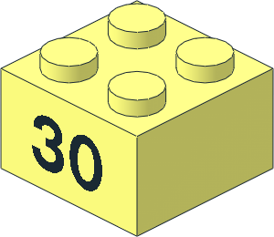 Brick  2 x  2 with Black "30" Pattern