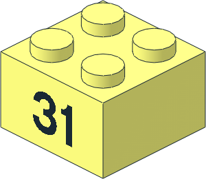 Brick  2 x  2 with Black "31" Pattern