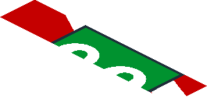 ~Sticker  1.9 x  1.8 with Ferrari Logo and White 63 on Green Square and White Stripes on Red Background Right - Third Face