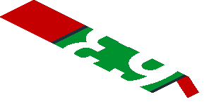 ~Sticker  1.9 x  1.8 with Ferrari Logo and White 63 on Green Square and White Stripes on Red Background Right - Fourth Face