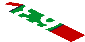 ~Sticker  1.9 x  1.8 with Ferrari Logo and White 63 on Green Square and White Stripes on Red Background Left - Fourth Face