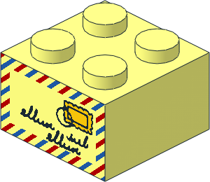 Brick  2 x  2 with Air Mail Letter Pattern