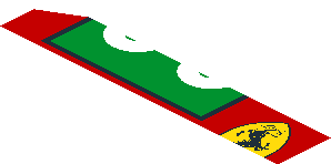 ~Sticker  1.9 x  1.8 with Ferrari Logo and White 63 on Green Square and White Stripes on Red Background Left - Fifth Face