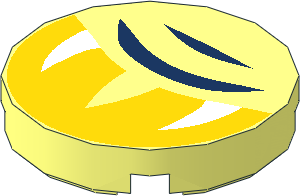 Tile  2 x  2 Round with Yellow Eye Half Closed, Slit Pupil, White Glints, and Dark Blue Eyelid Lines Pattern