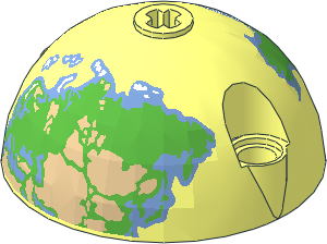 Technic Dome  5 x  5 x  2.5 with Earth Northern Hemisphere Pattern