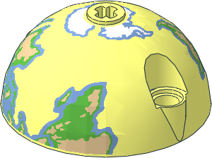 Technic Dome  5 x  5 x  2.5 with Earth Southern Hemisphere Pattern