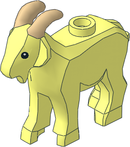 Animal Goat with Black Eyes and Tan Horns Pattern